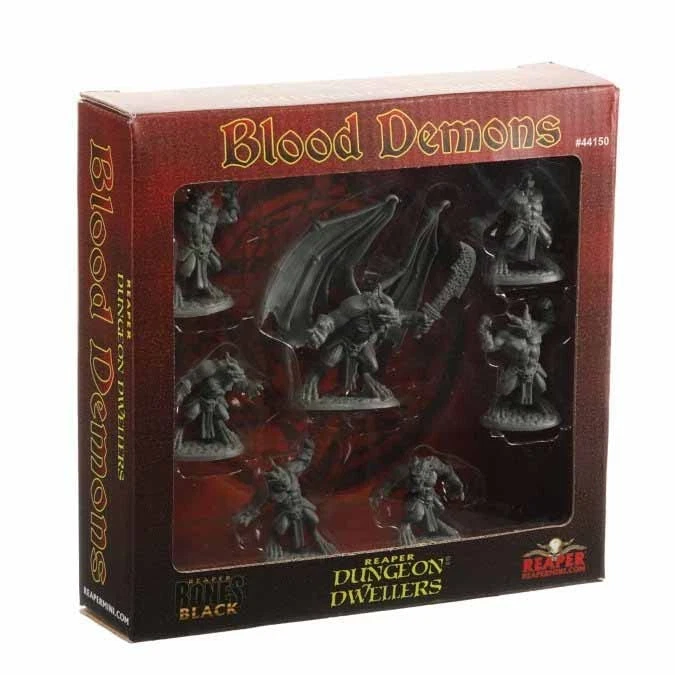 Juego en caja de demonios de sangre miniatura 25 mm escala heroica figura huesos segador negro min Foto 1 de 4
