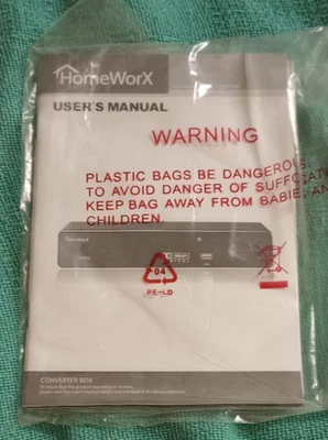 Mediasonic HomeWorx HDTV ATSC Digital Converter Box manual set sealed (HW150PRV) - Image 1 of 2