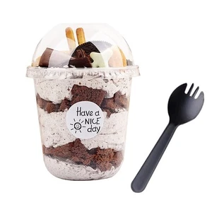 12oz Disposable Plastic Cups with Dome Lids (No Hole)50 pack Dessert Cups fo - Picture 1 of 6