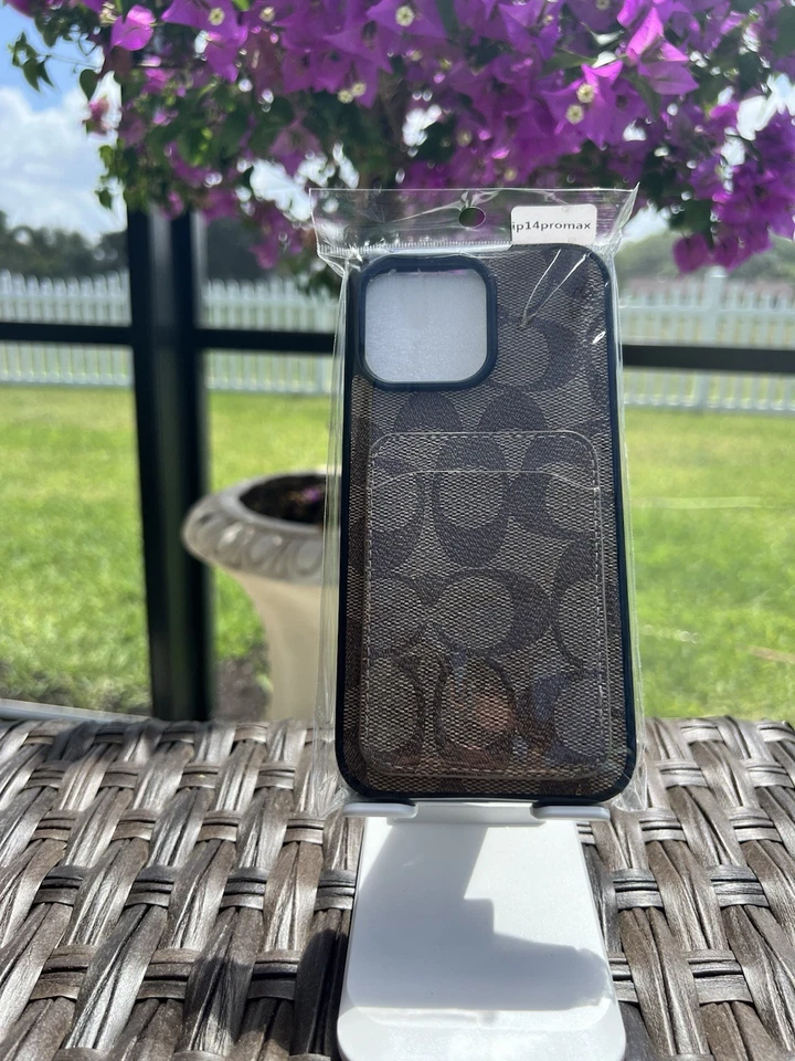 Роскошный розетка дизайнерский коричневый унисекс бумажник подпись чехол iPhone 14 Pro Max! - Изображение 1 из 1