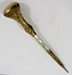 Antique Cane/Parasol Handle Gold and Mother of Pearl - Picture 1 of 11