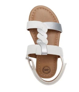Wonder Nation Sandals Braided for Girl White And Silver Size 9 - Picture 1 of 6