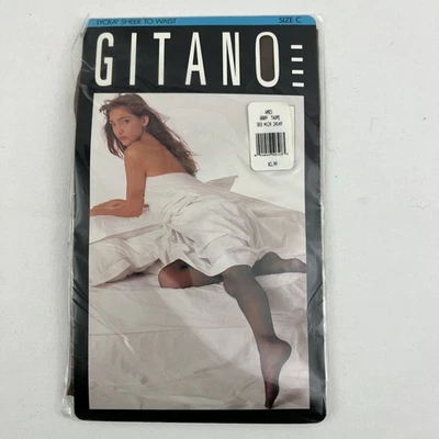 Vintage 1980's NOS GITANO Hosiery Hose Size C Lycra Sheer to Waist Taupe - Image 1 of 4