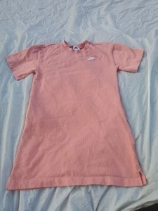 Nike Shirt Dress Girls Small Pink Cotton Pockets Mini Crewneck Swoosh Beach - Picture 1 of 9