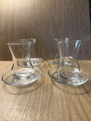 Juego de 4 tazas y platillos de té turcos Pasabahce auténtico para servir pavo Foto 1 de 4