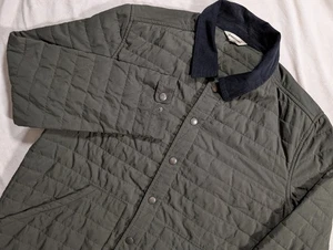 Bridge & Burn Quilted Packable Full Button Corduroy Collar Forest Green Jacket L - Picture 1 of 12