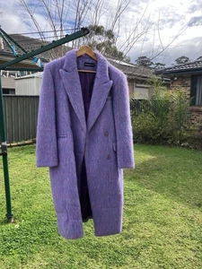 PURPLE LONG WOOL COAT (SIZE M) 12 Australian - Picture 1 of 13