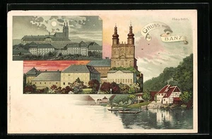 Lithographie Hausen, Schloss Banz bei Sonnen- und Mondschein - Bild 1 von 2