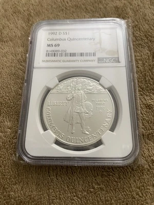 1992 D Columbus Quincentenary Commemorative Silver Dollar NGC MS69 - Image 1 of 2