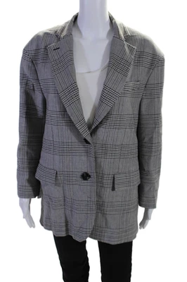 Zara Womens Gray Plaid Front Pockets High Neck Long Sleeve Lined Jacket Size S - Image 1 of 4