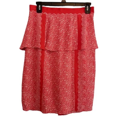 Anthropologie Plenty Tracy Reese Orange Skirt 6 Lined Peplum Skirt Womens - Image 1 of 4