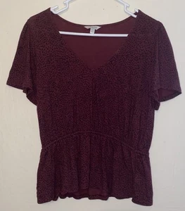 Women’s Red Lucky Brand Animal Print Top M Med Medium - Picture 1 of 5