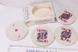 Vintage arenaria marca Hindostone CoasterStone Ace, King, Queen, Jack - NOS - Foto 1 di 4