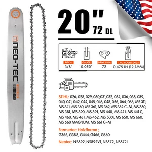 20'' Chainsaw Guide Bar 3/8" 0.050" 72DL Chain For STIHL MS311 MS391 MS361 MS362 - Picture 1 of 8