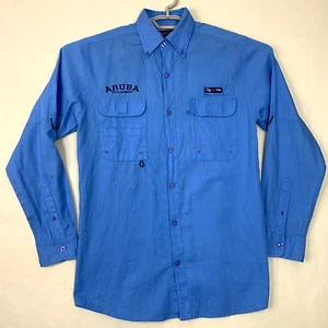 Camisa Atún Picante Aruba Caribe Bolsillos Ventilados Abotonados Pesca Azul Talla Pequeña - Imagen 1 de 24