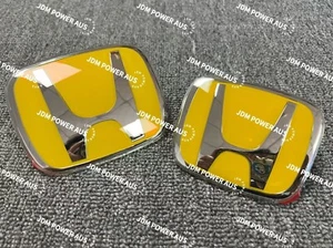 AUDM 2 PIEZAS EMBLEMA INSIGNIA DELANTERA TRASERA AMARILLA PARA CIVIC TIPO R FN2 2007-2011 - Imagen 1 de 5