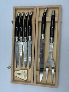 Vtg French LAGUIOLE Carving Knife,Fork PLUS 4Steak Knives 7 pc Set NEW  - Picture 1 of 12