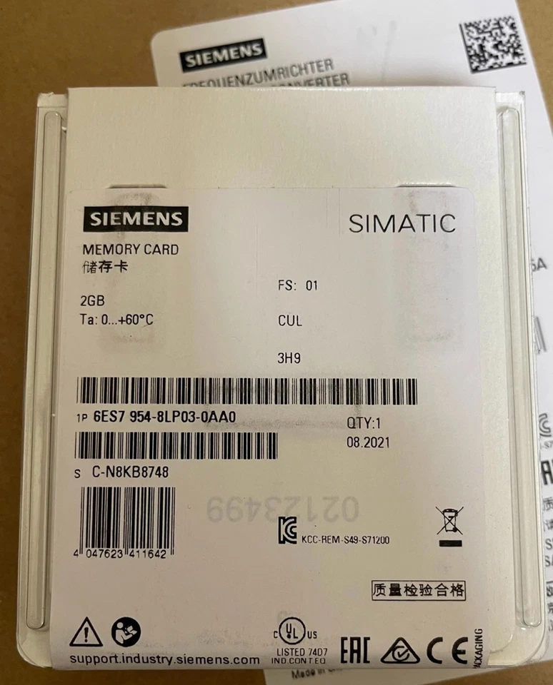 SIEMENS S7-300/C7/ET 200 Micro Memory Card 6ES7954-8LP03-0AA0 - Image 1 of 1