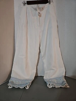 Jillian Jones Size 12 Shell 100% Linen Multicolored Embroidered - Image 1 of 4