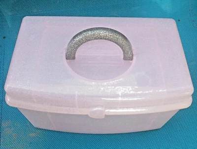 VINTAGE CABOODLES SPARKLE PINK CASE WITH TRAY Made in USA - Image 1 of 4