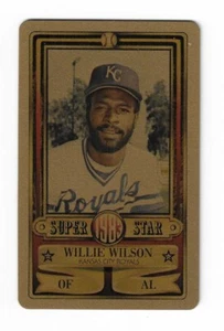 1983 Perma Graphics Gold Willie Wilson Credit Card Size Plastic Baseball Card - Picture 1 of 2