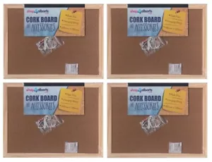 4 x Small Cork Board With Accessories Wall Hanging Pin Board 28.5cm x 21.5cm - Picture 1 of 5