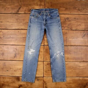 Jeans vintage Levis 505 29 x 31 lavado a la piedra rectos azul rojo lengüeta denim - Imagen 1 de 9