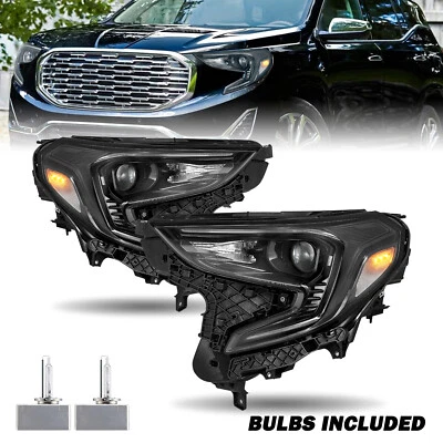 For 2018-2021 GMC Terrain Xenon HID Black Headlights w/ LED Headlamps Left+Right - Image 1 of 4