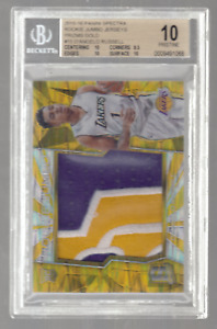 2015/16 PANINI SPECTRA D'ANGELO RUSSELL ROOKIE RC /10 GOLD JUMBO PATCH BGS 10
