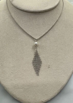 Tiffany & Co. Sterling Silver Elsa Peretti Mesh Pendant with Pearl - Image 1 of 4