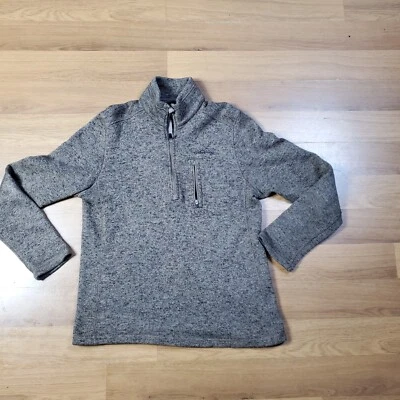 Bills Khakis Mens Sweater Beige Medium 1/4 Button Merino Wool Elbow Patch Mock - Image 1 of 4