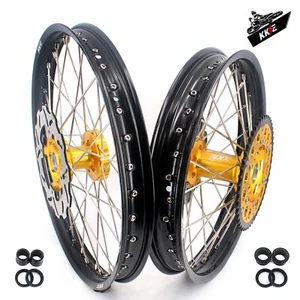 KKE 21'' 19'' Wheels Rims Fit SUZUKI RMZ250 2007-2017 RMZ450 2005-2017 CNC Gold - Picture 1 of 11