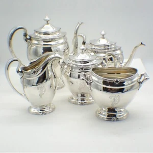 Paul Revere Five Piece Tea and Coffee Set Towle Sterling Silver Mono P - Picture 1 of 6