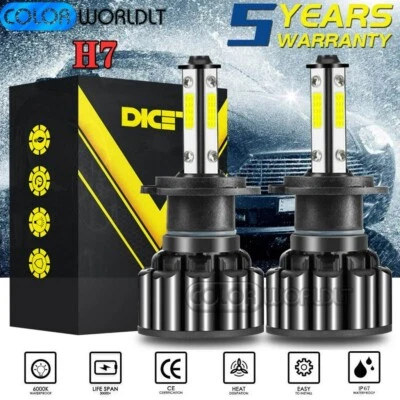 Par de 4 Lados H7 COB LED Faros Kit Bombilla 120W 6000K 32000LM Lámpara de Luz Alta Baja Foto 1 de 4