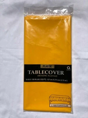 Amscan 54" x 108" Tablecloth Rectangular, Plastic Table Cover, Yellow - Image 1 of 2