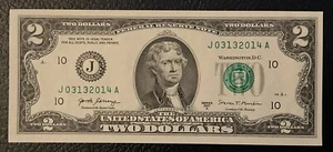 March 13th 2014 Birthday Anniversary Bill $2 US Dollars FRN. **L@@K** 03-13-2014 - Picture 1 of 2