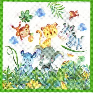 Serviettes en papier animaux bébé naissance. Paper napkins animals baby birth - Picture 1 of 1