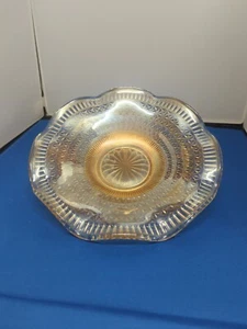 1920 Art Deco Carnival Glass Ruffled Edge Dish Marigold Colour - Sowerby Glass - Picture 1 of 4