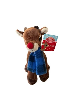 Rudolph El Reno Nariz Roja Peluche Dan Dee 7" Azul Bufanda a Cuadros NUEVO - Imagen 1 de 4