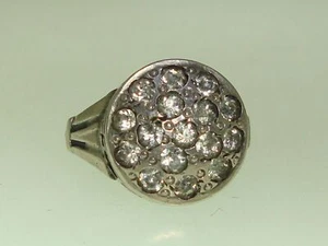 UNIQUE ART DECO STERLING SILVER & RHINESTONE  DOME RING! ESTATE FIND SZ 3 - Picture 1 of 8