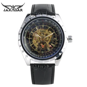 JARAGAR Cinturino in Pelle Uomo Militare Automatico Meccanico Orologio da Polso Bracciale Regalo - Foto 1 di 6