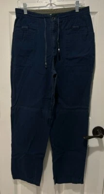 Cherokee Talla Mediana Azul Marino Algodón Pantalones Informales Pierna Recta Bolsillos Delanteros Planos Foto 1 de 4