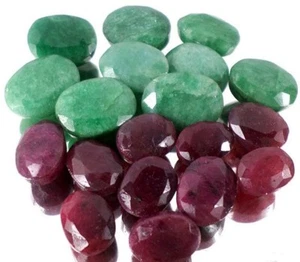 150 Ct+ Natural Exclusive Emerald and Ruby Faceted Gems Lot For Jewelry Making - Picture 1 of 4