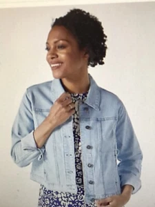 Attitudes by Renee Fitted Crop Denim Jacket Pale Blue Size 2XL New/Tags Rrp £80 - Picture 1 of 11