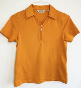Callaway Golf Shirt Women's Size Small Short Sleeve Zip Front Orange Polo Top - Picture 1 of 7