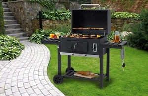 Carrito barbacoa barbacoa XXL barbacoa de carbón con tapa y ruedas ahumador para camping - Imagen 1 de 10
