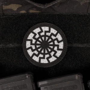 Black Sun Laser Cut Nylon Reflective Patch - Picture 1 of 1