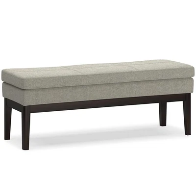 Carlson 45-inch Wide Linen-Look Fabric Ottoman Bench in Greige with Solid Woo... - Image 1 of 4