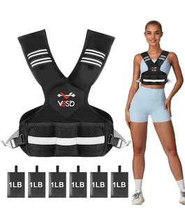 Chaleco con peso ajustable VBSD para hombres mujeres Chaleco de 4-10 lb con 6 arenas de hierro - Imagen 1 de 3