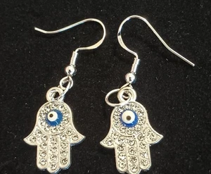 Pendientes Hamsa tono plata - Imagen 1 de 1